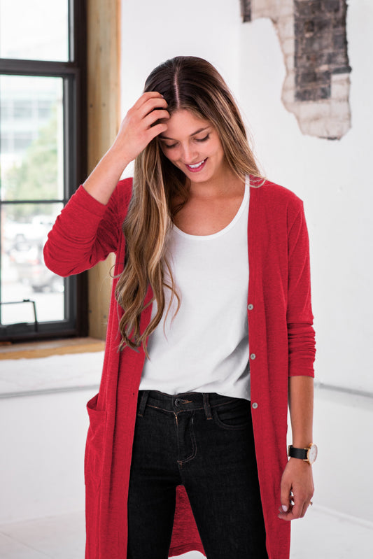 Ladies Eco-Triblend Rib Cardigan