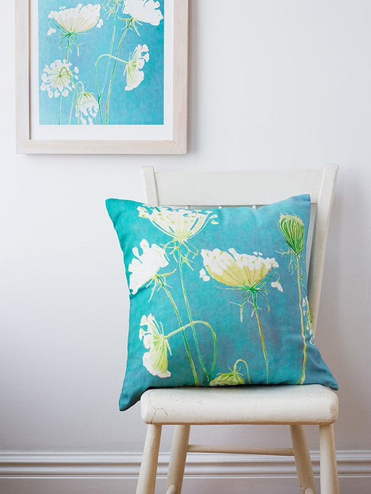Art Print: Queen Anne's Lace on Teal