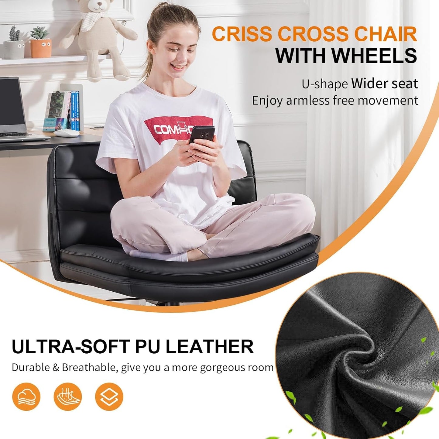 Criss Cross Office Chair Extra Wide Black For Home Office