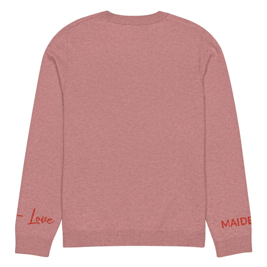 Heart Knitted crew neck sweater CORAL