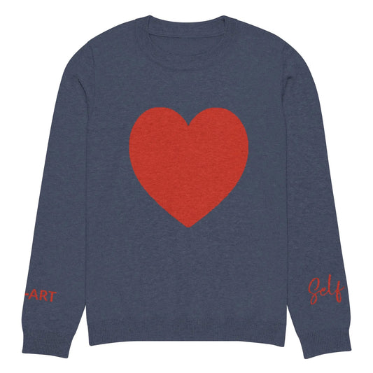 Heart - Knitted crew neck sweater NAVY