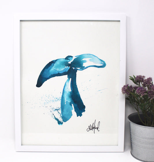 Whale Art Print- 11x14in, Coastal Art, Ocean Art, Whale Tail, Simple