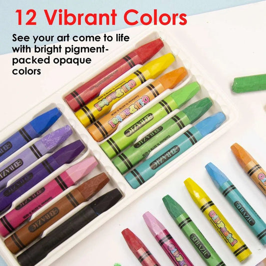 Jumbo Oil Pastels – 12 Vibrant Colors Set