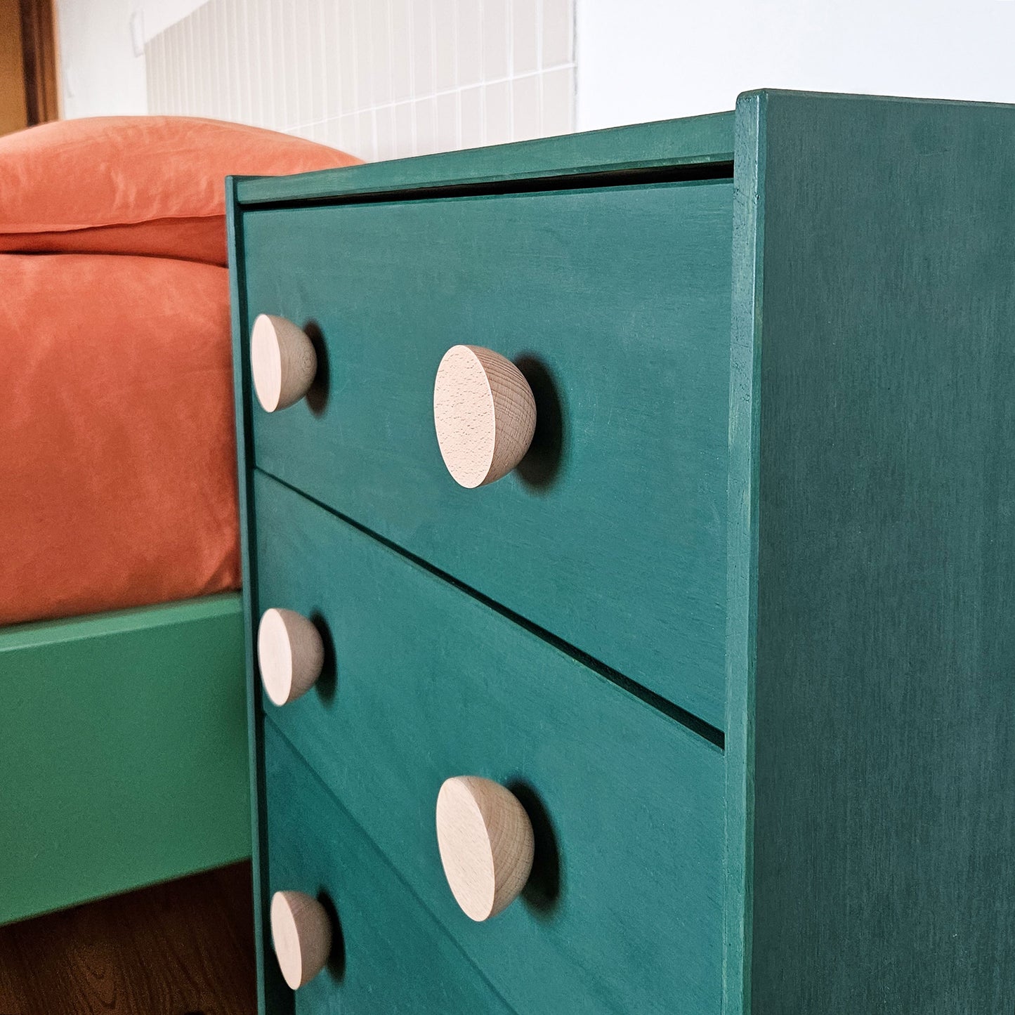 Round Beech Wood Coat Hook/Knob - Set of 4