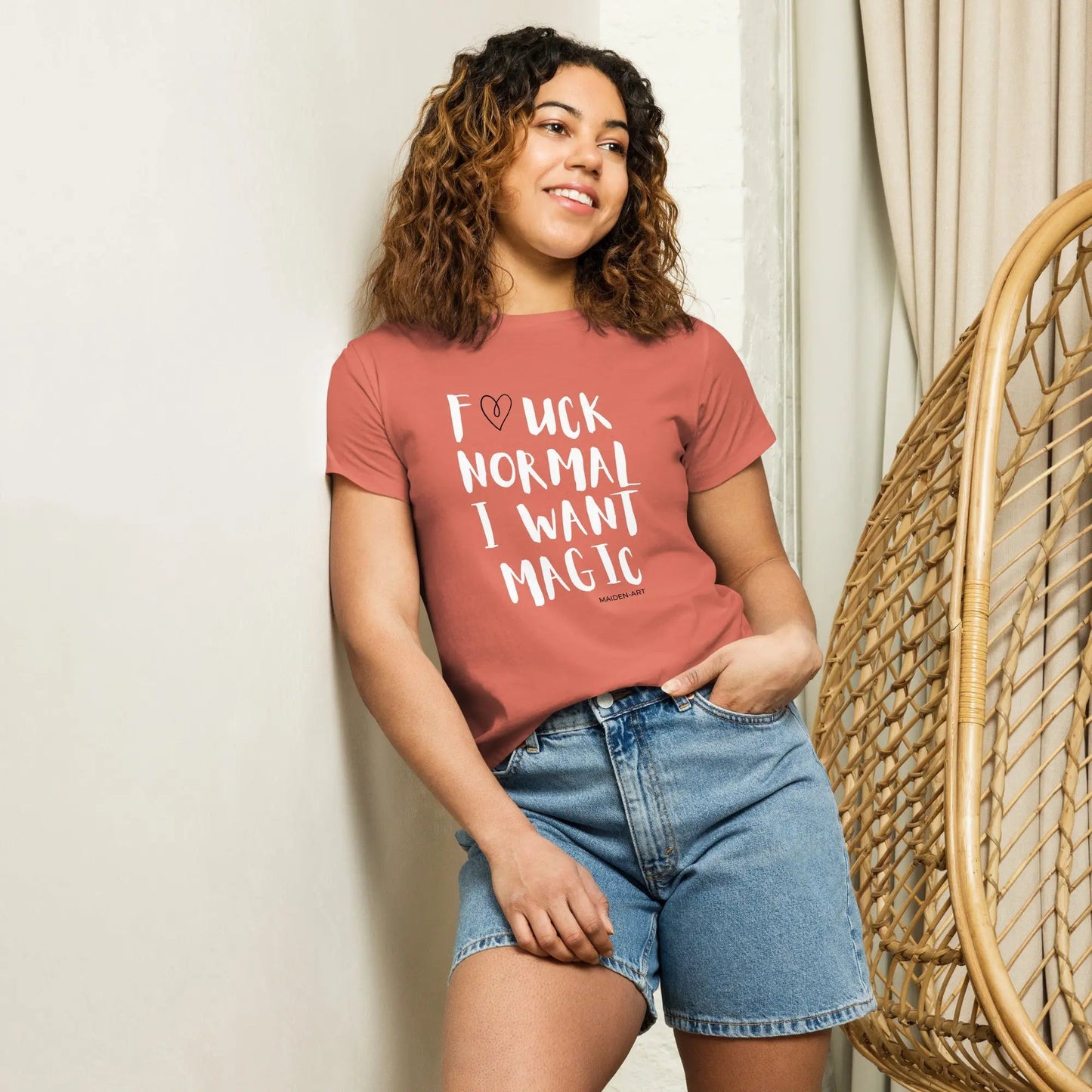 Women's t-shirt F*CK NORMAL I WANT MAGIC Women’s high-waisted t-shirt