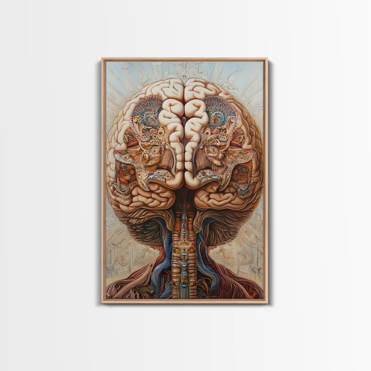 Intricate Human Brain Anatomy Framed Canvas Print Science Art Therapy Decor Unique Wall Art Guest Room Office Gift