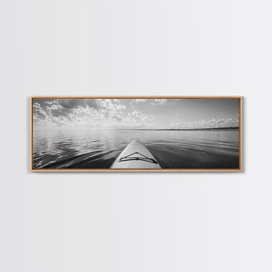 Paddleboard Ocean View, Tranquil Water Scene, Minimalist Adventure, Canvas Print, Coastal Wall Art, Calming Decor, Bedroom Zen Style