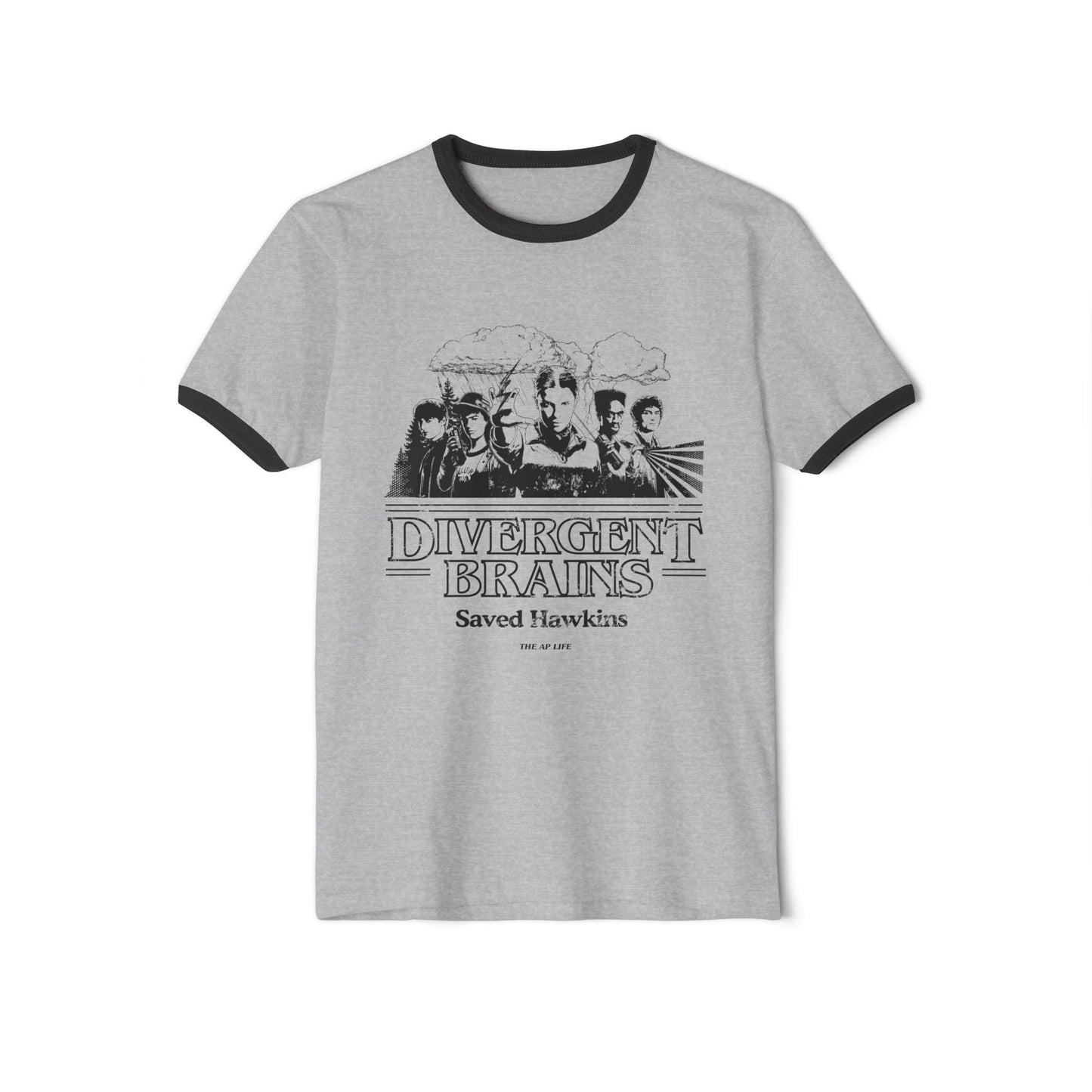 Divergent Brains Saved Hawkins - Adult Unisex Cotton Ringer T-Shirt