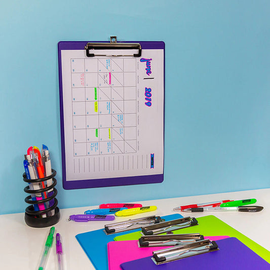 Bright Color PVC Standard Clipboard w/ Low Profile Clip - 1 Random Color