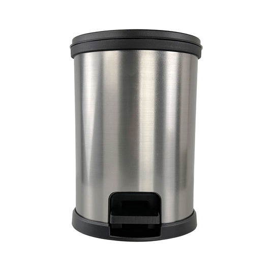 Mainstays 1.5 Gallon Trash Can, Plastic Round Step Bathroom Trash Can, Silver