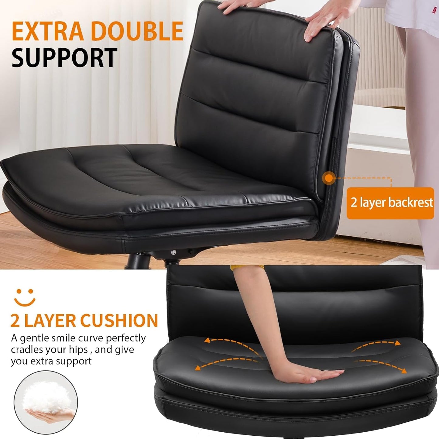 Criss Cross Office Chair Extra Wide Black For Home Office