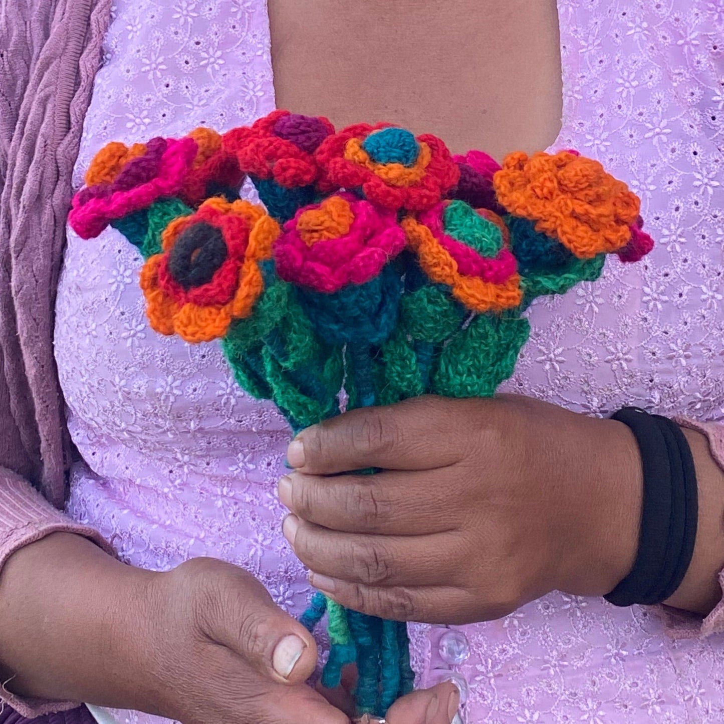 Handmade Fair Trade Wool Flower – Eco-Friendly, Crocheted, Unique Floral Decoration