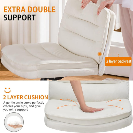 Criss Cross Office Chair Beige With Wheels For Home Office