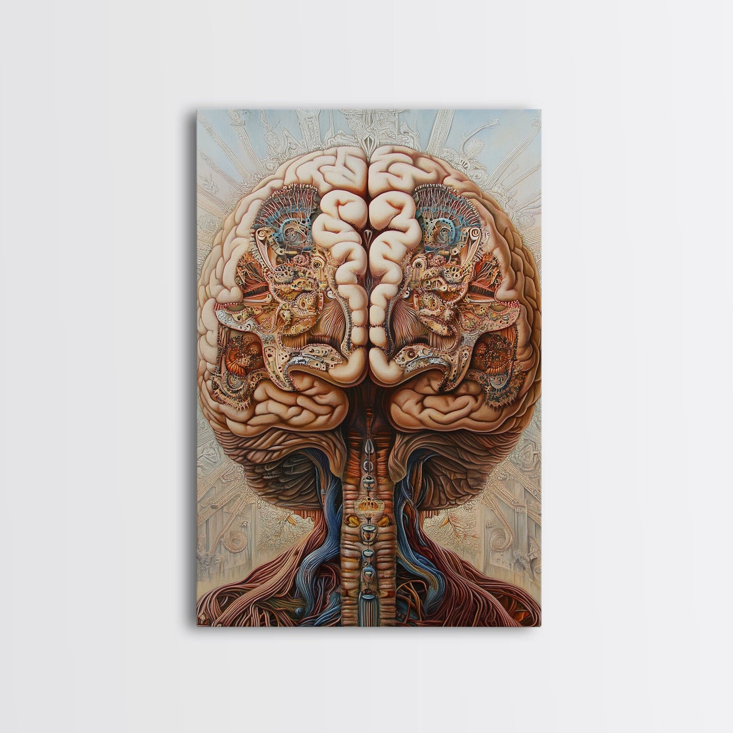 Intricate Human Brain Anatomy Framed Canvas Print Science Art Therapy Decor Unique Wall Art Guest Room Office Gift