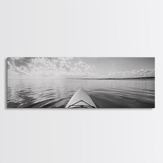 Paddleboard Ocean View, Tranquil Water Scene, Minimalist Adventure, Canvas Print, Coastal Wall Art, Calming Decor, Bedroom Zen Style