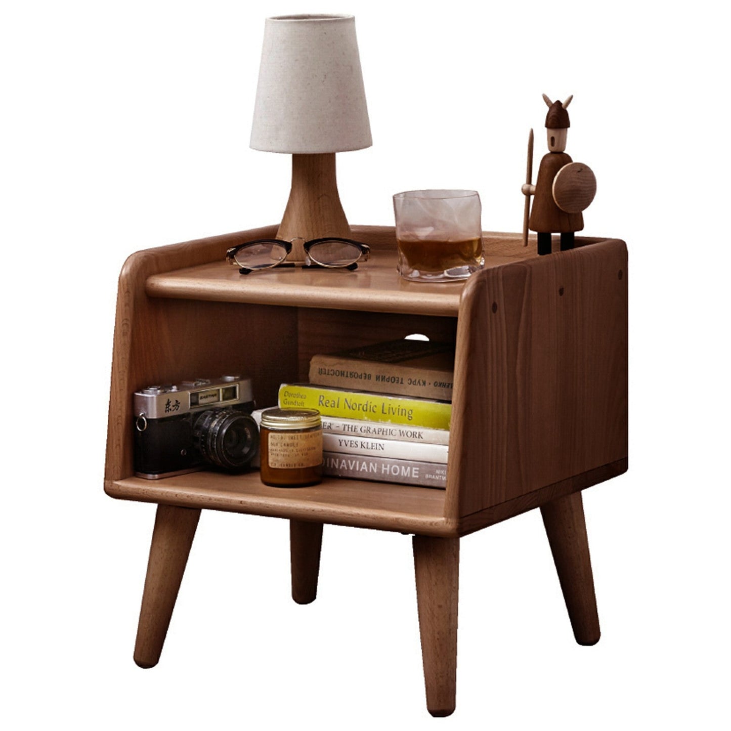 Pure Solid Wood Bedside Cabinet Modern Simple Nightstands European Beech Solid Beech Storage Cabinet Natural