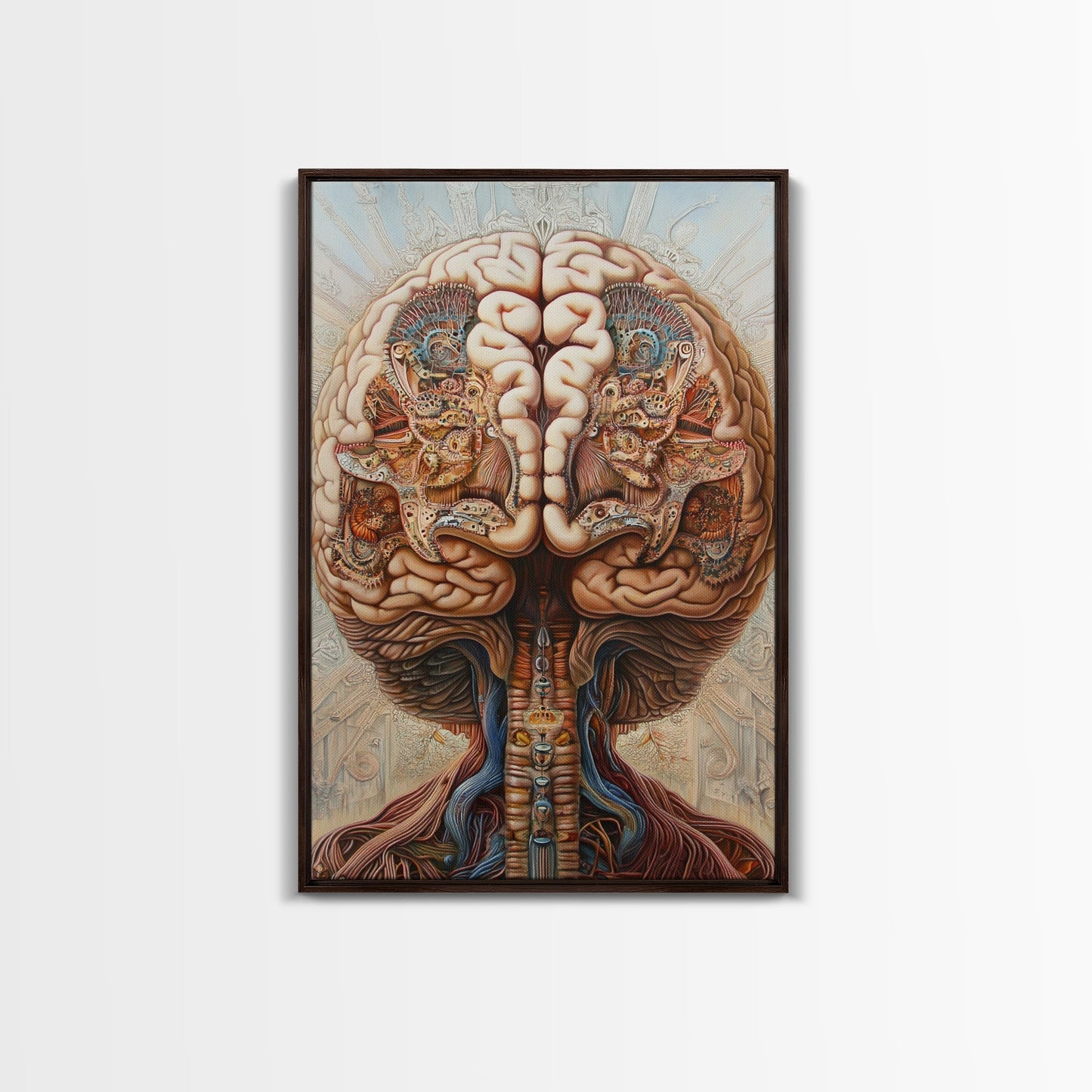 Intricate Human Brain Anatomy Framed Canvas Print Science Art Therapy Decor Unique Wall Art Guest Room Office Gift