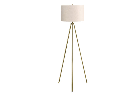Lighting, 63'h, Floor Lamp, Brass Metal, Ivory / Cream Shade, Contemporary