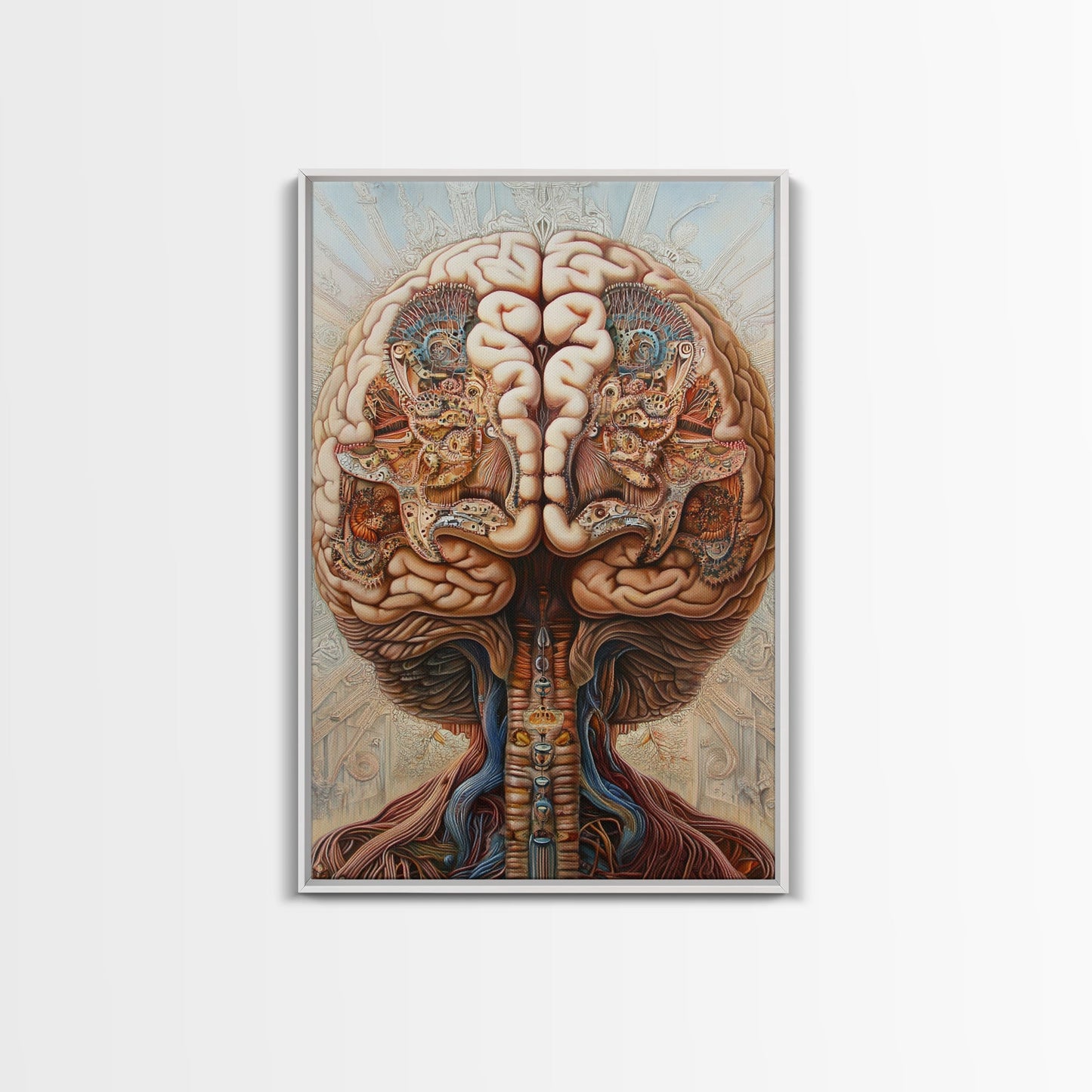 Intricate Human Brain Anatomy Framed Canvas Print Science Art Therapy Decor Unique Wall Art Guest Room Office Gift