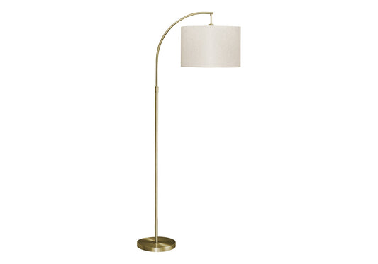 Lighting, 65'h, Floor Lamp, Brass Metal, Ivory / Cream Shade, Contemporary