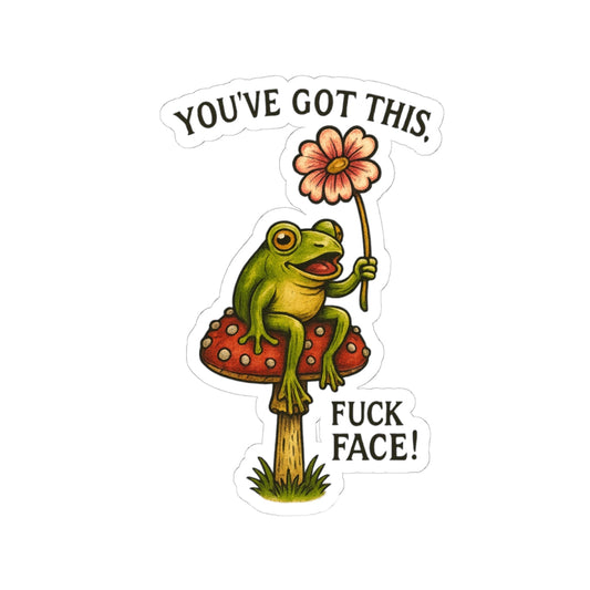 Kiss-Cut Stickers: Motivational Frog Design for Laptops, Journals, Water Bottles, Gifts, Fun Decor