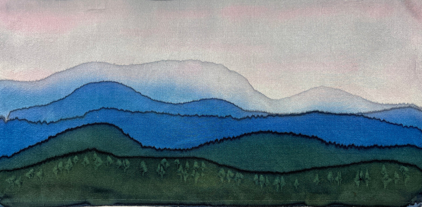 "Summer Mountain Morning” - Hand-dyed Silk Wall Hanging  - $100