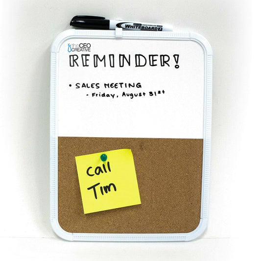 8.5" X 11" Dry Erase / Cork Combo Board w/ Marker