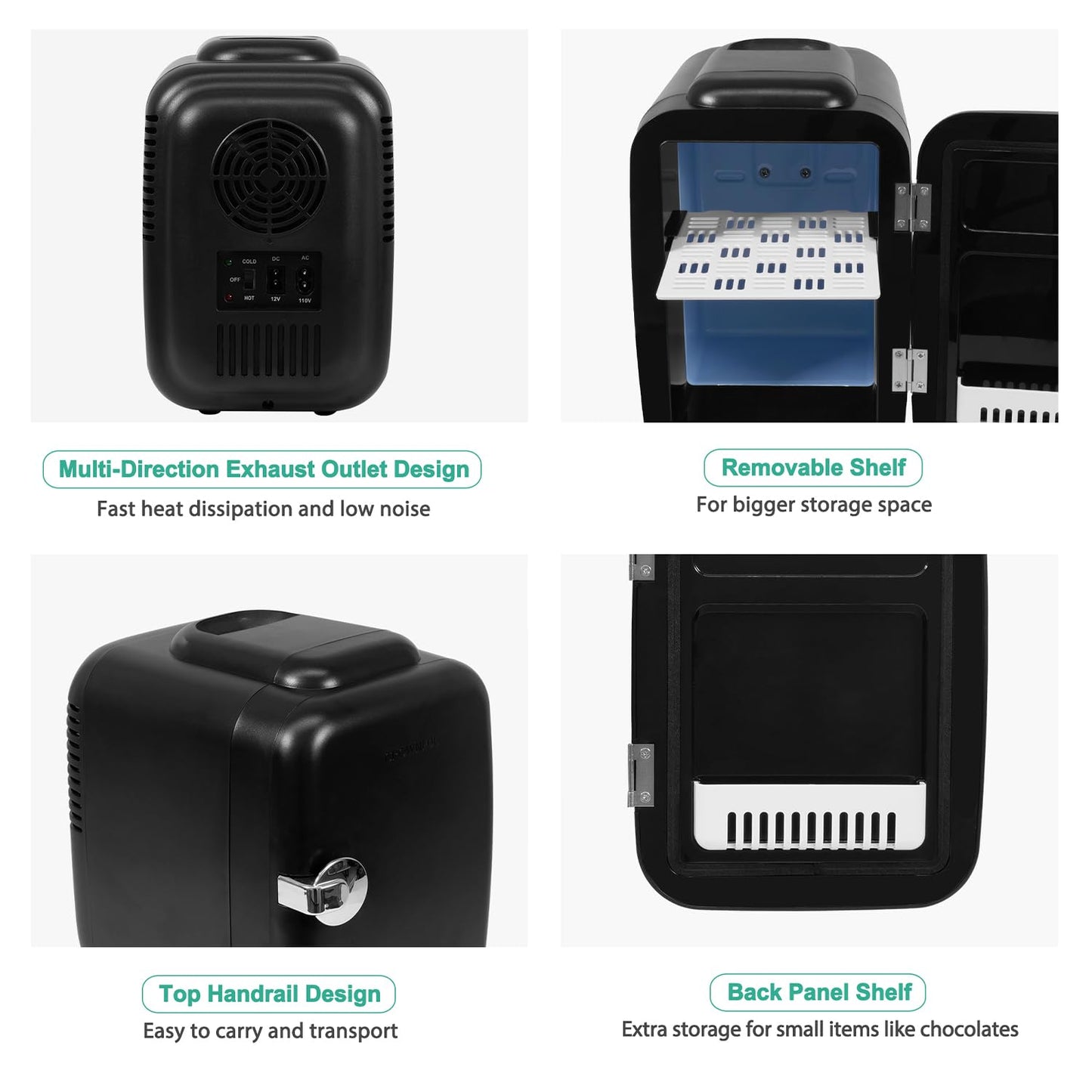 Mini Fridge, 4 Liter/6 Can Portable Cooler and Warmer Personal Refrigerator