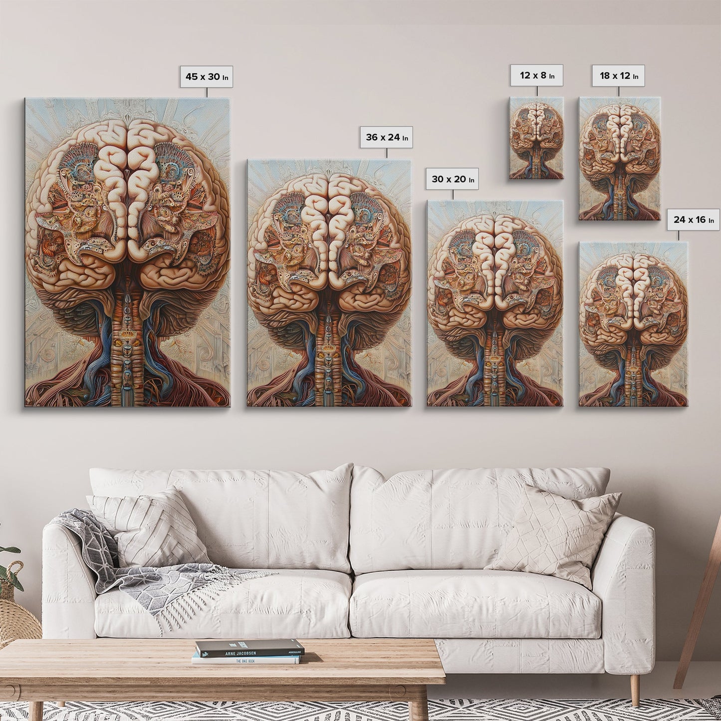 Intricate Human Brain Anatomy Framed Canvas Print Science Art Therapy Decor Unique Wall Art Guest Room Office Gift
