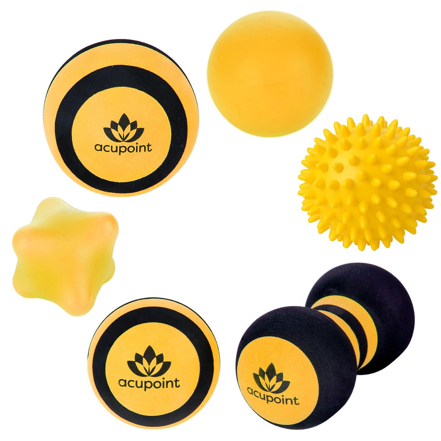 Massage Ball Therapy Set for Muscle Knots and Post-Workout - Physical Therapy Balls, Trigger Point & Yoga Therapy, Massage Ball for Feet - 6-Piece Set