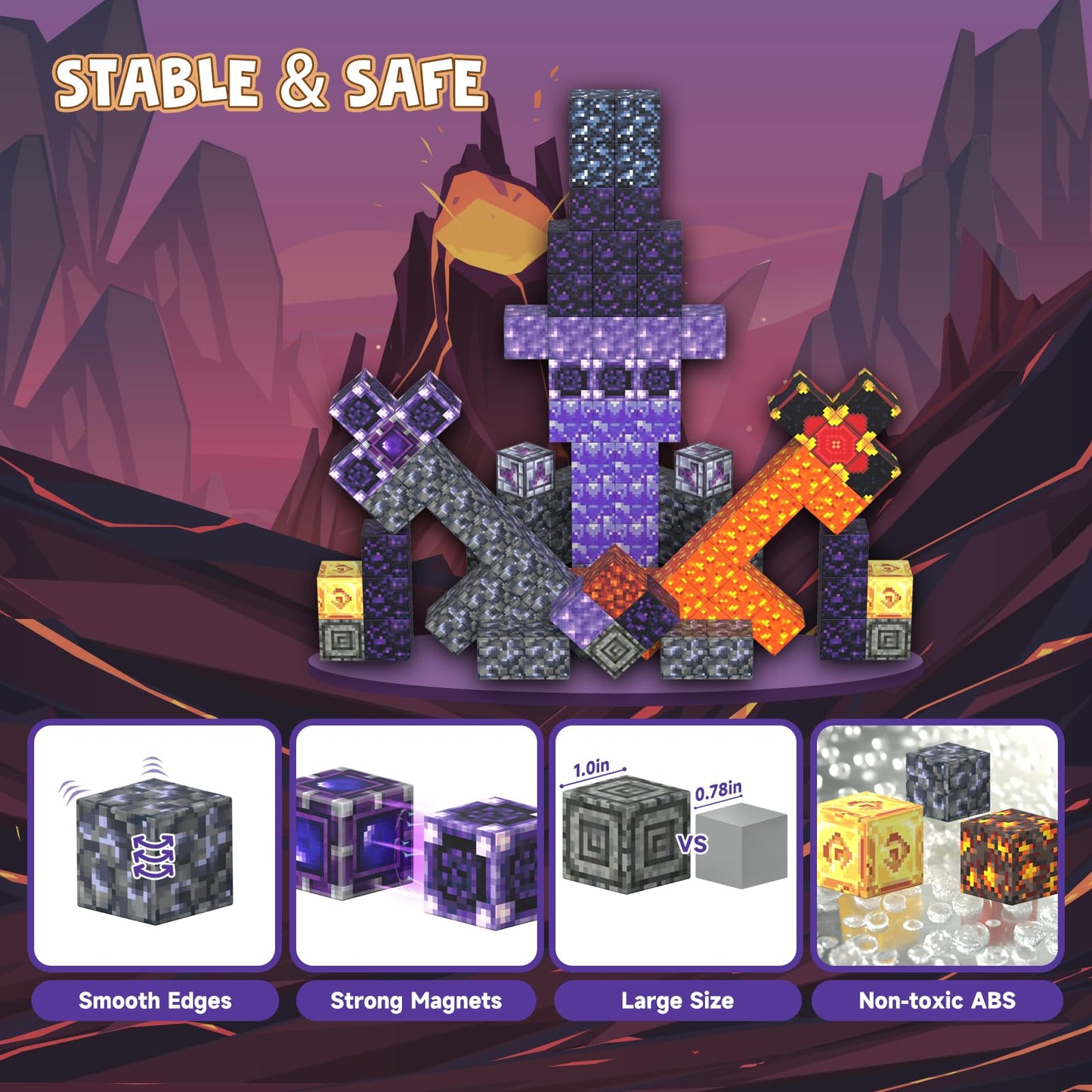 Magnetic Blocks Magnet Building Toys, STEM Building Game Montessori Sensory Toys for Kids Ages 3 to 10 years