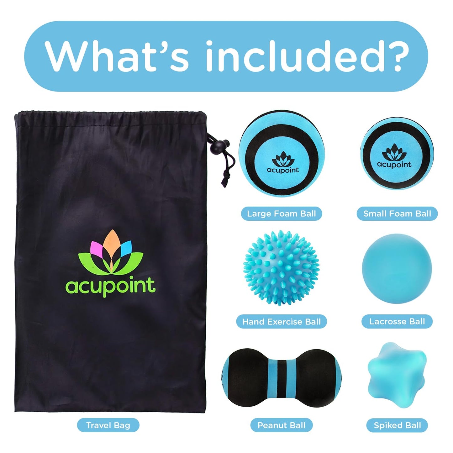 Massage Ball Therapy Set for Muscle Knots and Post-Workout - Physical Therapy Balls, Trigger Point & Yoga Therapy, Massage Ball for Feet - 6-Piece Set