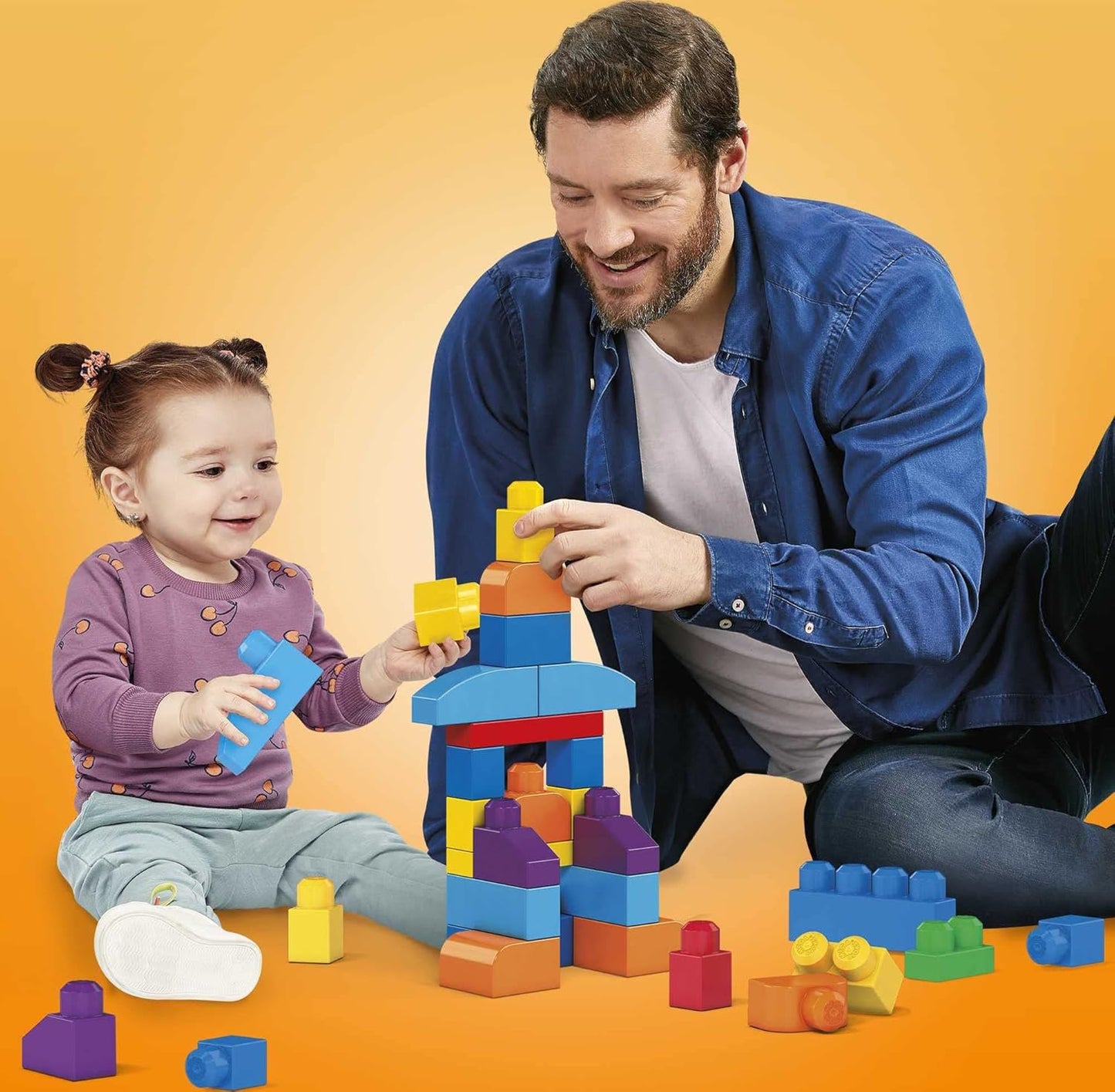 Bloks First Builders Toddler Blocks Toys Set, Big Building Bag with 80 Pieces and Storage, Ages 1+ Years