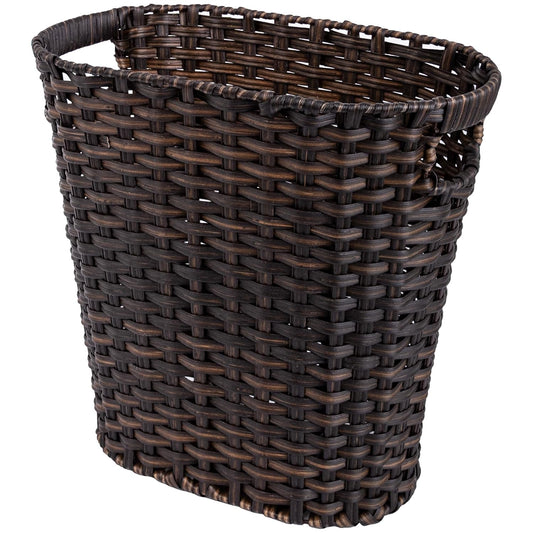 GRANNY SAYS Wicker Trash Can, Bathroom Trash Can with Handles, Wicker Waste Basket for Bathroom, Waste Basket for Bedroom, Decorative Wicker Wastebasket, 19 Liters/5 Gallons, 1-Pack Dark Brown