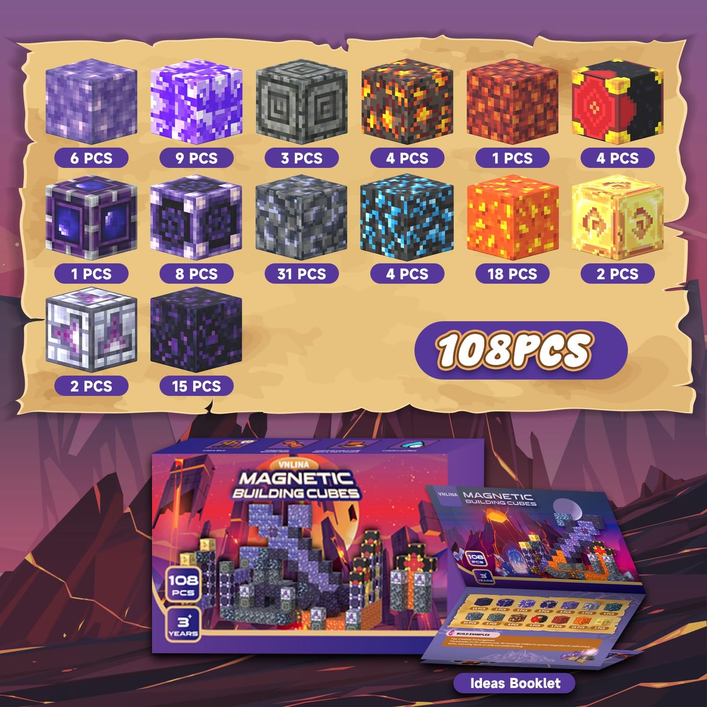 Magnetic Blocks Magnet Building Toys, STEM Building Game Montessori Sensory Toys for Kids Ages 3 to 10 years