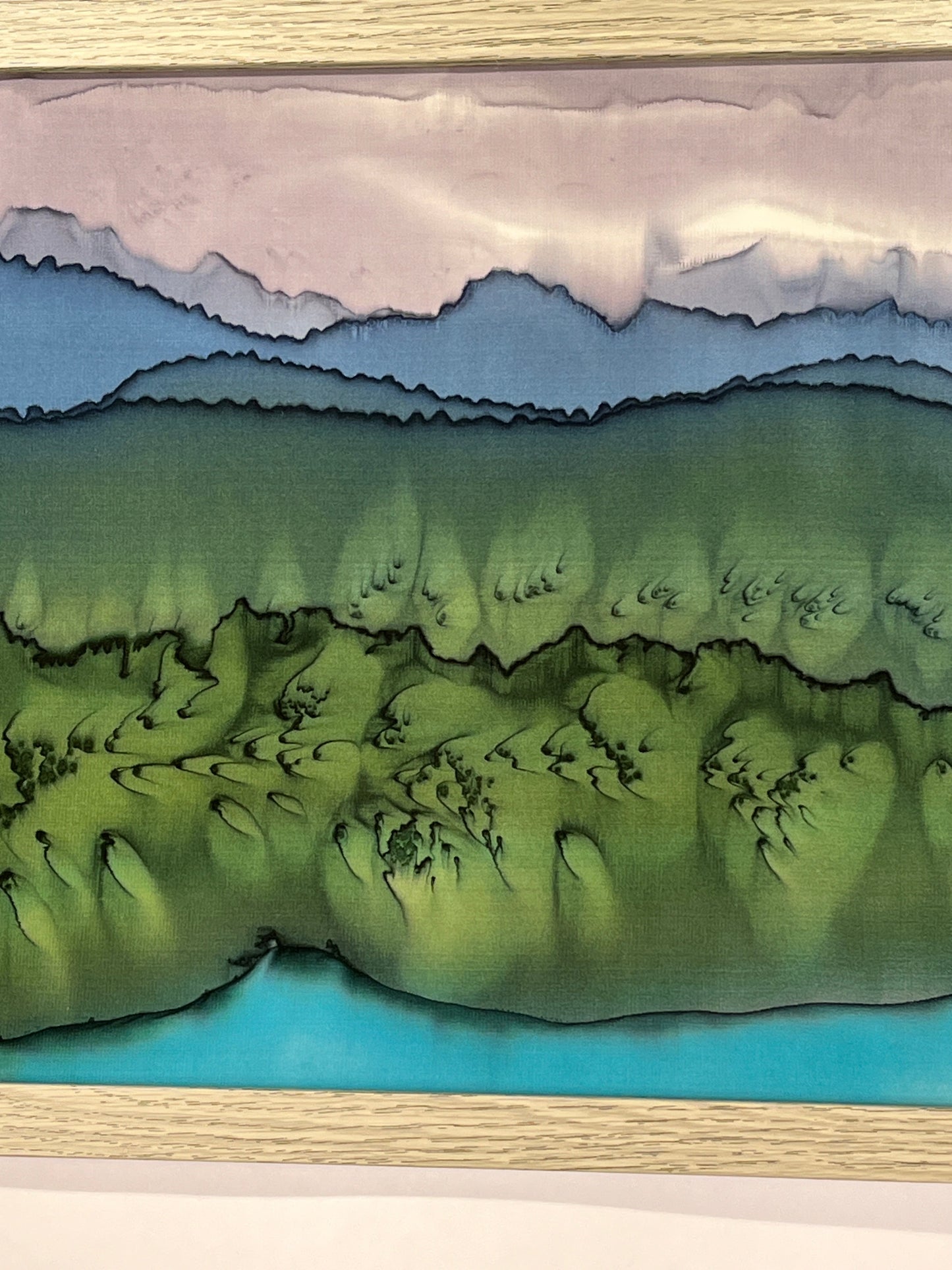 "Stormy Day at the Lake” - Hand-dyed Silk Wall Hanging  - $265