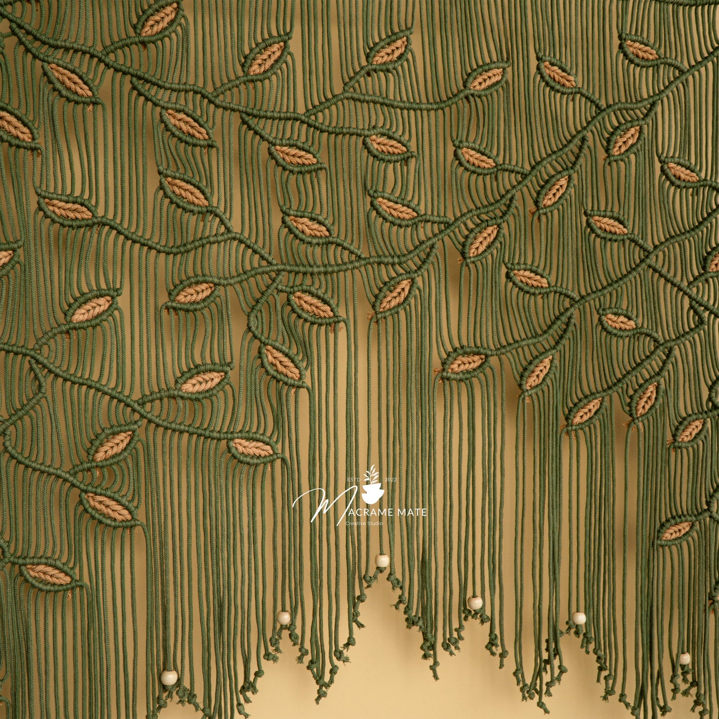Aura Olive Latte Macrame Window Curtain