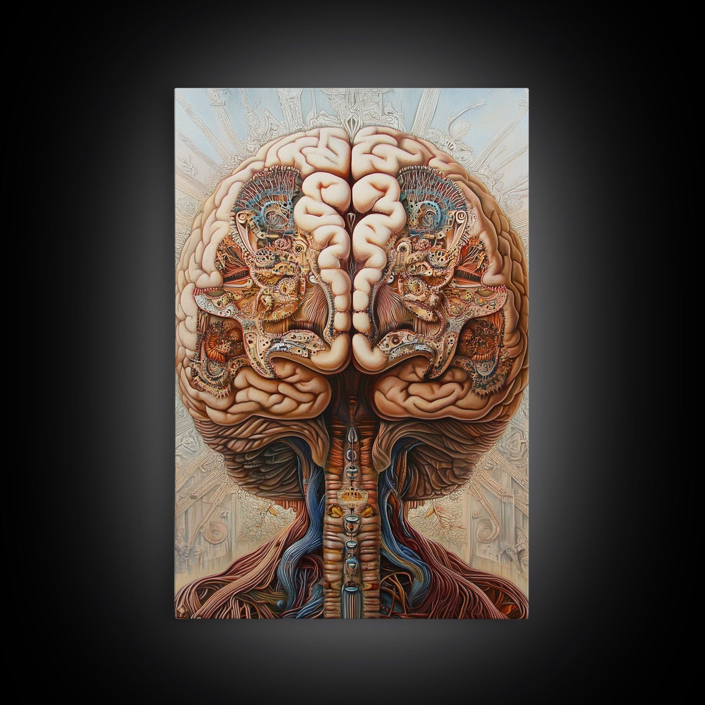 Intricate Human Brain Anatomy Framed Canvas Print Science Art Therapy Decor Unique Wall Art Guest Room Office Gift