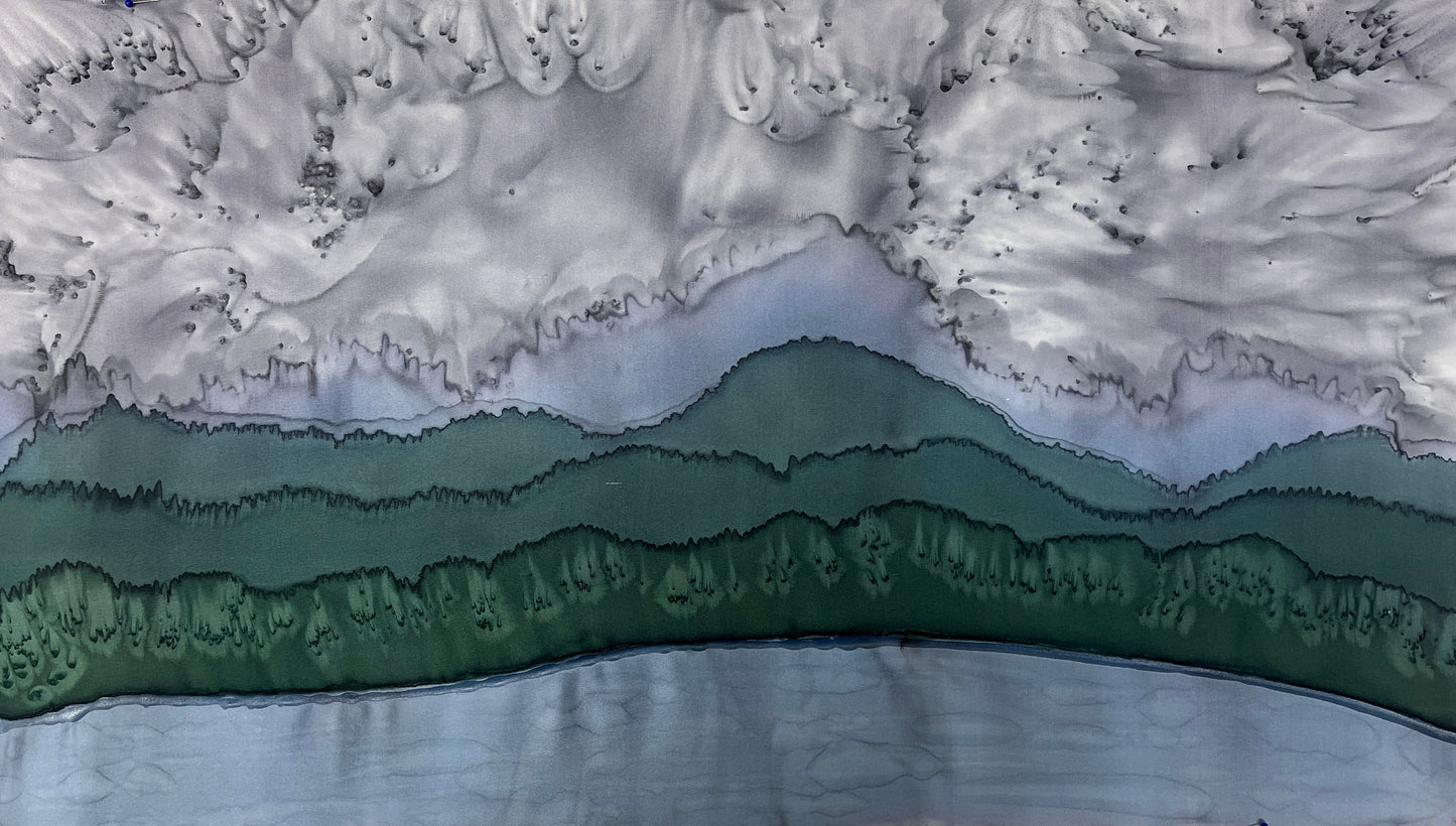 "Stormy Afternoon” - Hand-dyed Silk Wall Hanging  - $255