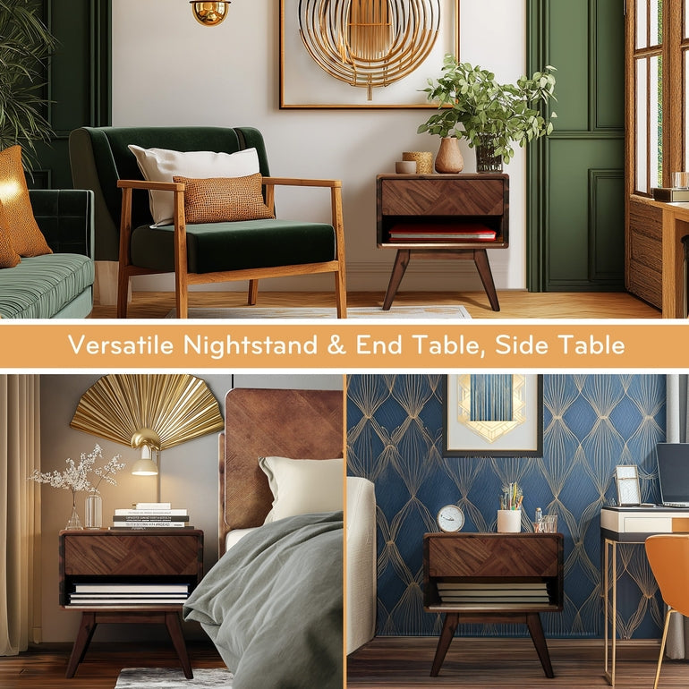 Rorns Laden Nightstand with Drawer - Stylish and Functional Bedroom Storage