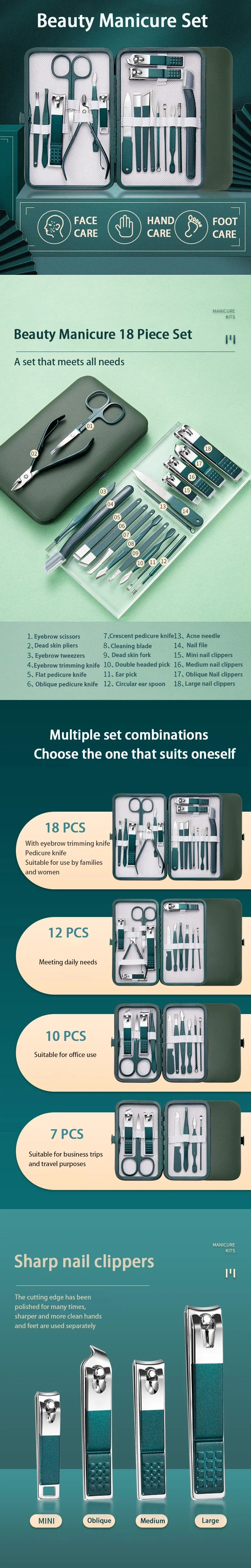 Snip Happens! 18-in-1 Stainless Steel Mani-Pedi Survival Kit – Sleek Nail Clippers & Trimmers with Luxe Travel Case