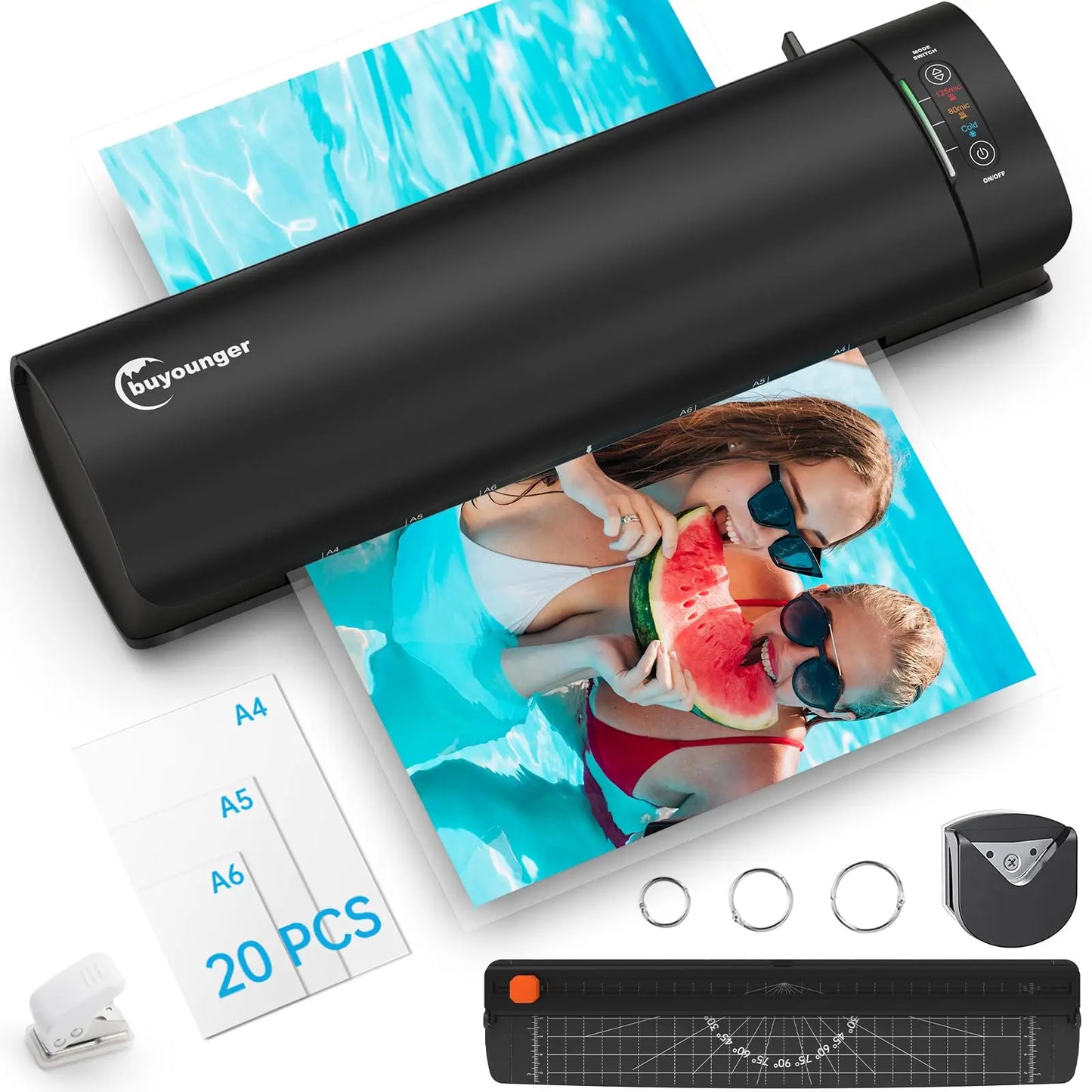 Laminator, Laminator Machine with Laminating Sheets & 60s Warm Up, 6 in 1 Hot & Cold A4 Laminating Machine, 9 Inch