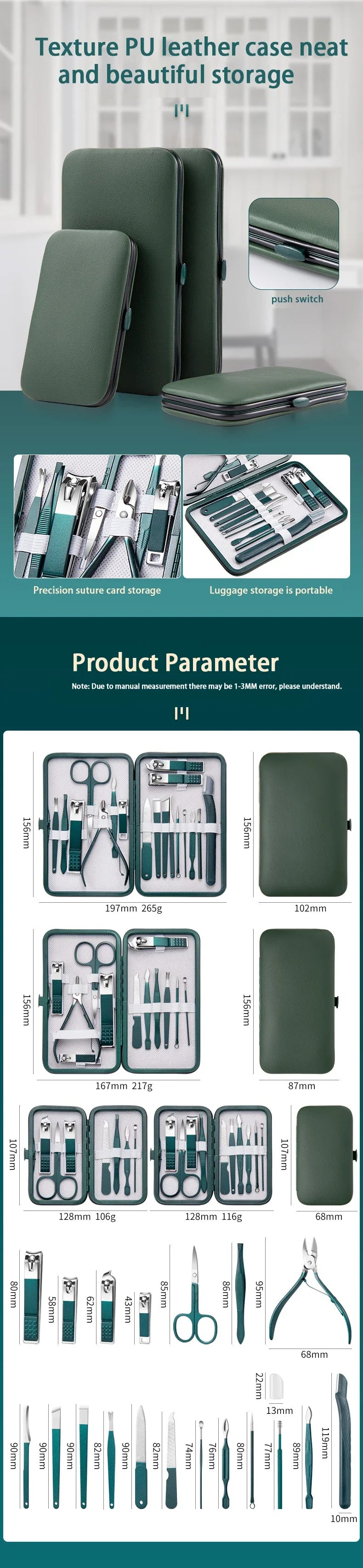 Snip Happens! 18-in-1 Stainless Steel Mani-Pedi Survival Kit – Sleek Nail Clippers & Trimmers with Luxe Travel Case