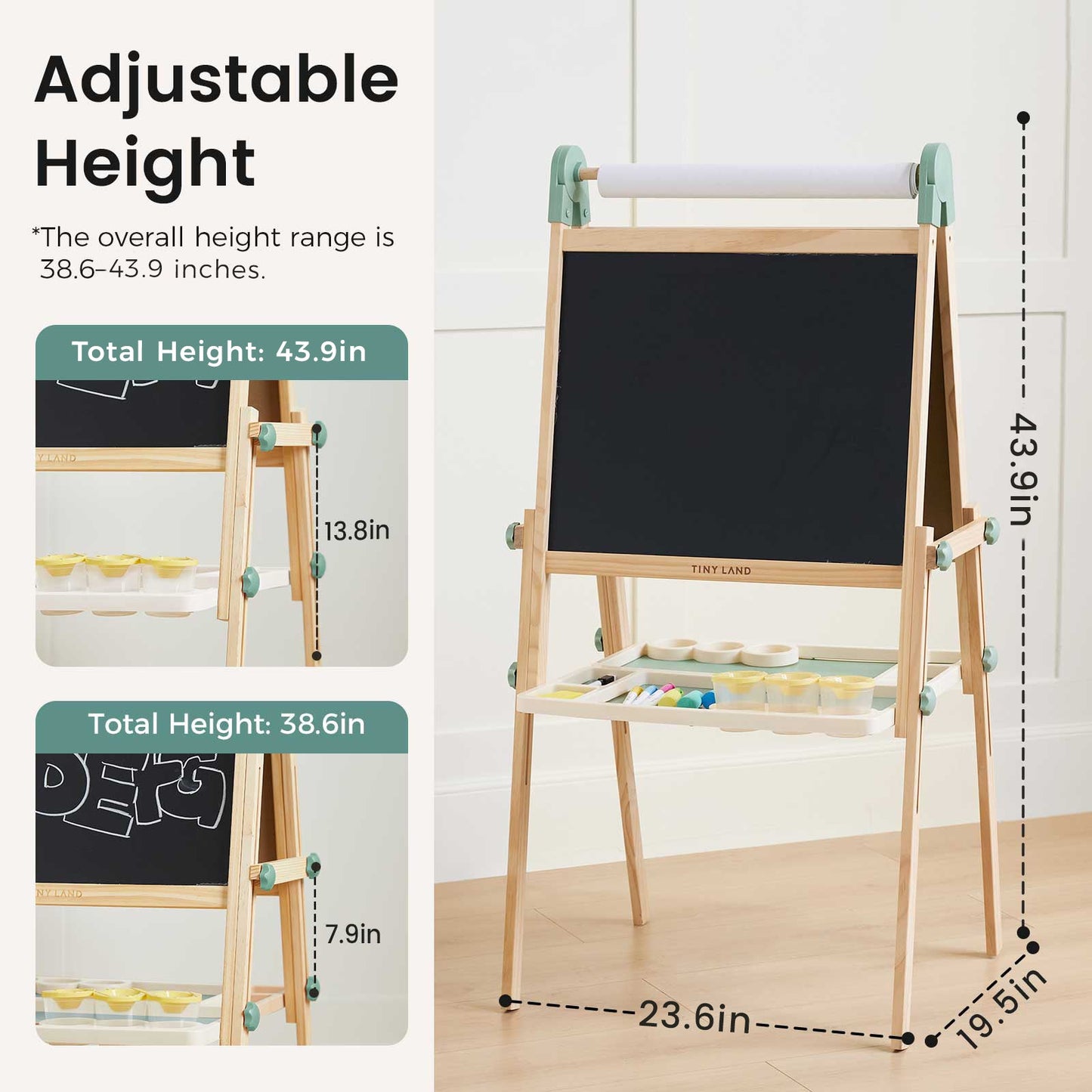 Tiny Land® Magnitales Easel for Kids - Green