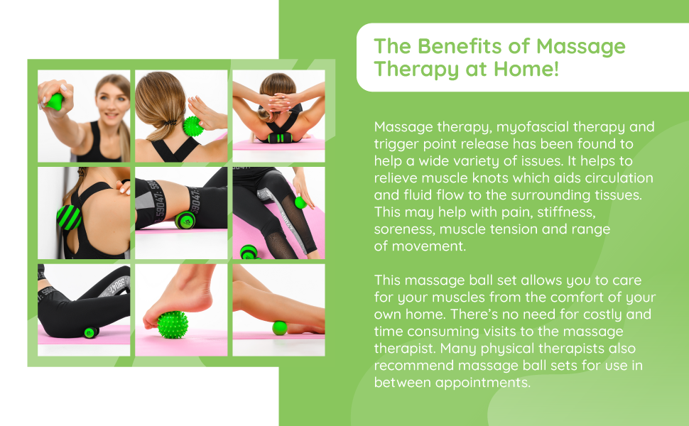 Massage Ball Therapy Set for Muscle Knots and Post-Workout - Physical Therapy Balls, Trigger Point & Yoga Therapy, Massage Ball for Feet - 6-Piece Set