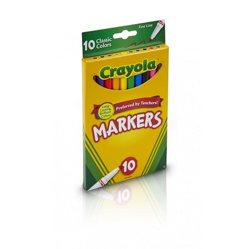 Crayola Classic Thin Line Marker Set, 10-Colors
