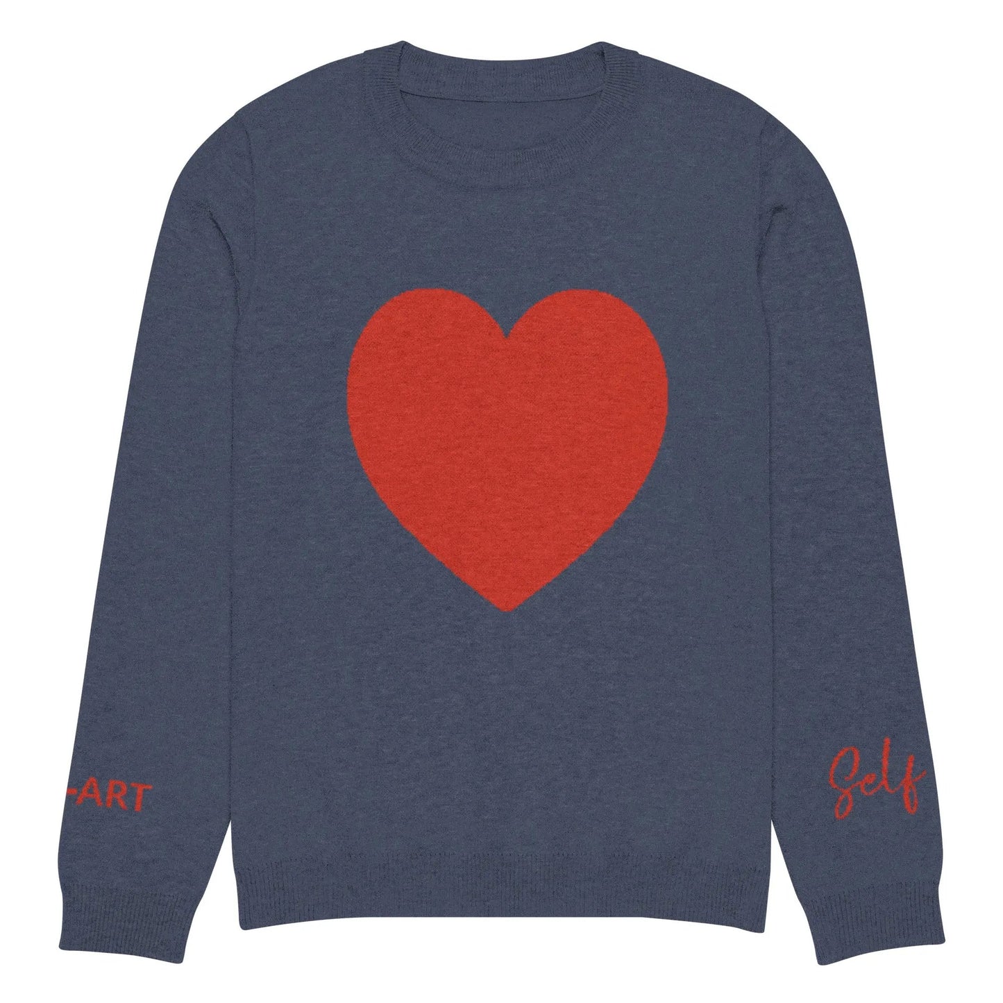 Heart - Knitted crew neck sweater NAVY