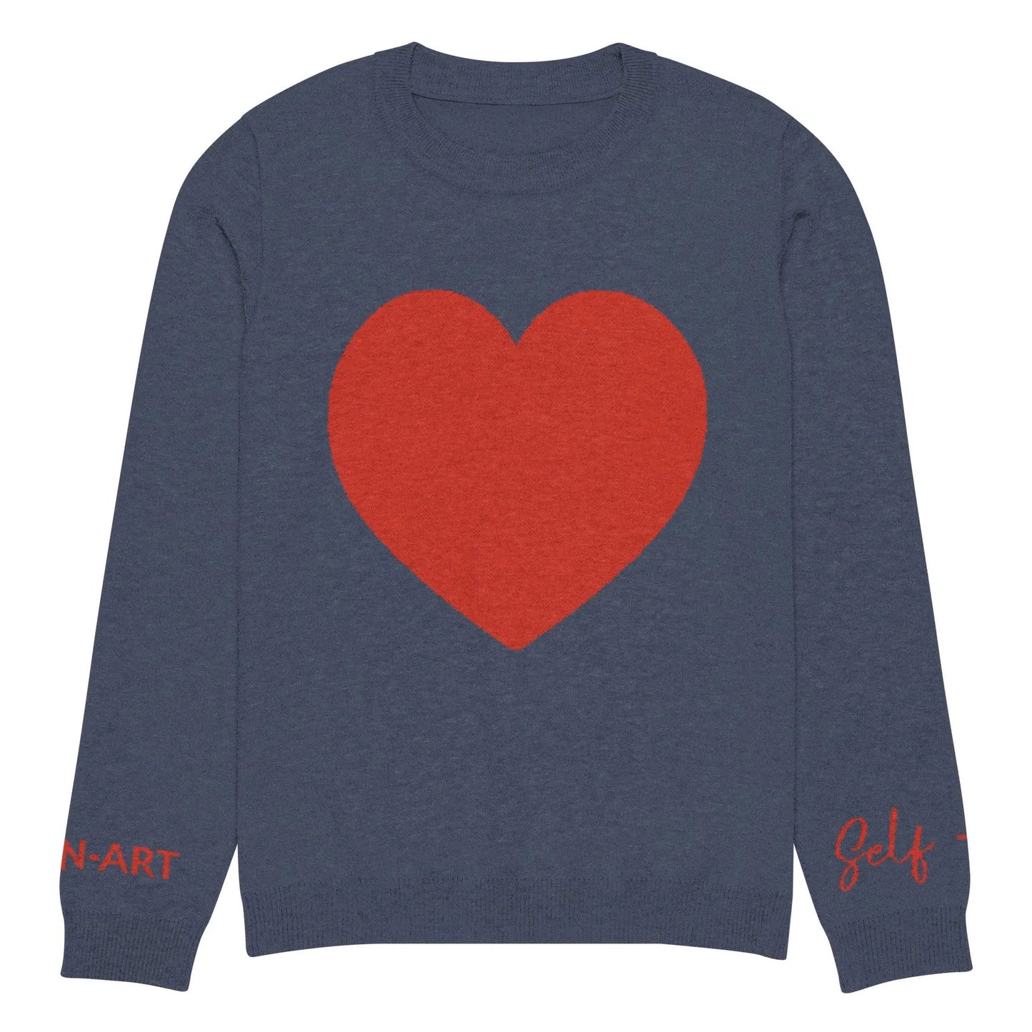 Heart - Knitted crew neck sweater NAVY