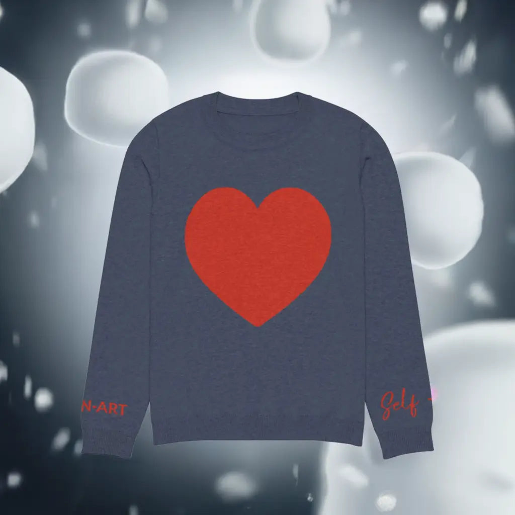 Heart - Knitted crew neck sweater NAVY