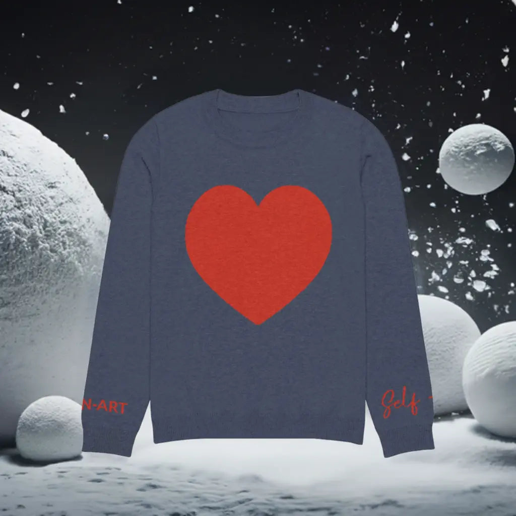 Heart - Knitted crew neck sweater NAVY